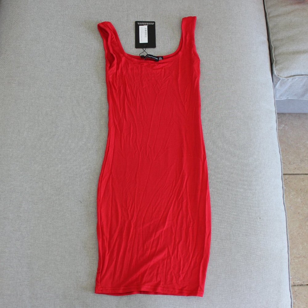 Red Square Neck Bodycon